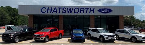 Chatsworth ford - Ext. $41,995 Chatsworth Price. Less. Asking Price $41,995. Calculate Your Payment. Pre-Qualify, No Social Required. Compare Vehicle. Shop the Certified Pre-Owned Ford models at Chatsworth Ford and buy a CPO vehicle today. Finance a Certified Ford F-150 truck for sale near Calhoun, GA. 